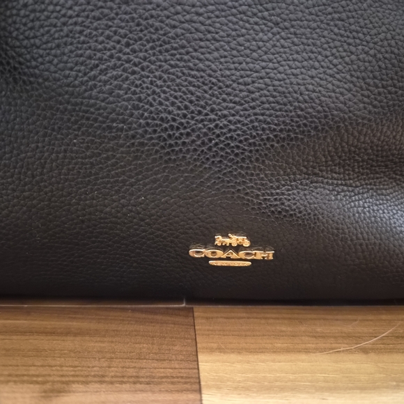 Coach Black Tote with Gold Chain Accents - Picture 2 of 7